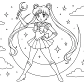 Sailor Moon Coloring Page – Magical Girl Line Art for Kids