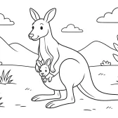 Mom and Baby Kangaroo – Animal Coloring Page for Children