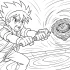 Beyblade Coloring Page – Boy Launching Top in Battle Arena