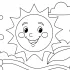 Sun Coloring Page – Smiling Sun with Clouds and Flowers