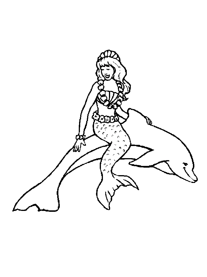 Dolphin and Mermaid Coloring Pages