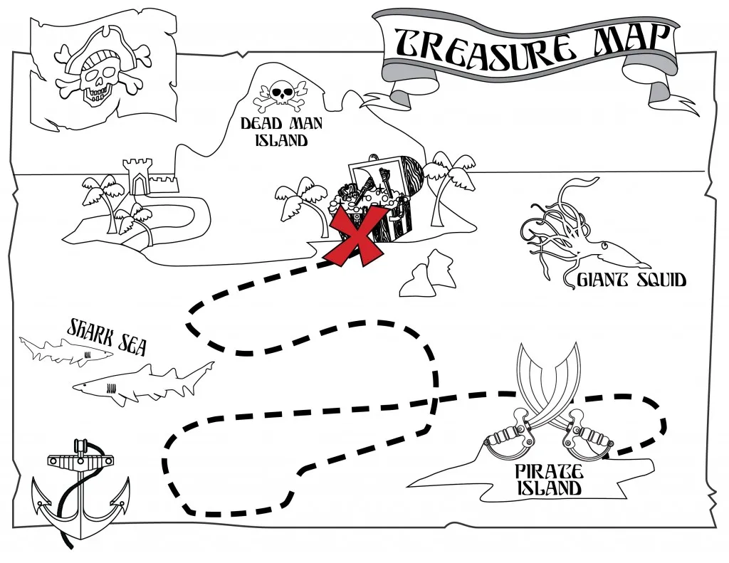 Pirate Map Coloring Page