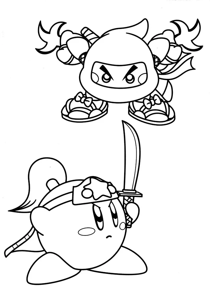 Ninja Kirby Coloring Pages