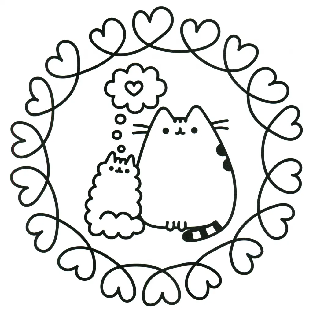 Cats in Love – Pusheen Coloring Pages