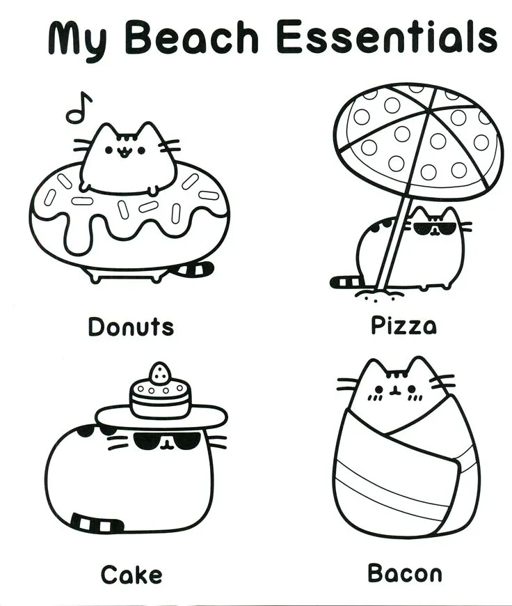 Beach Cat – Pusheen Coloring Pages