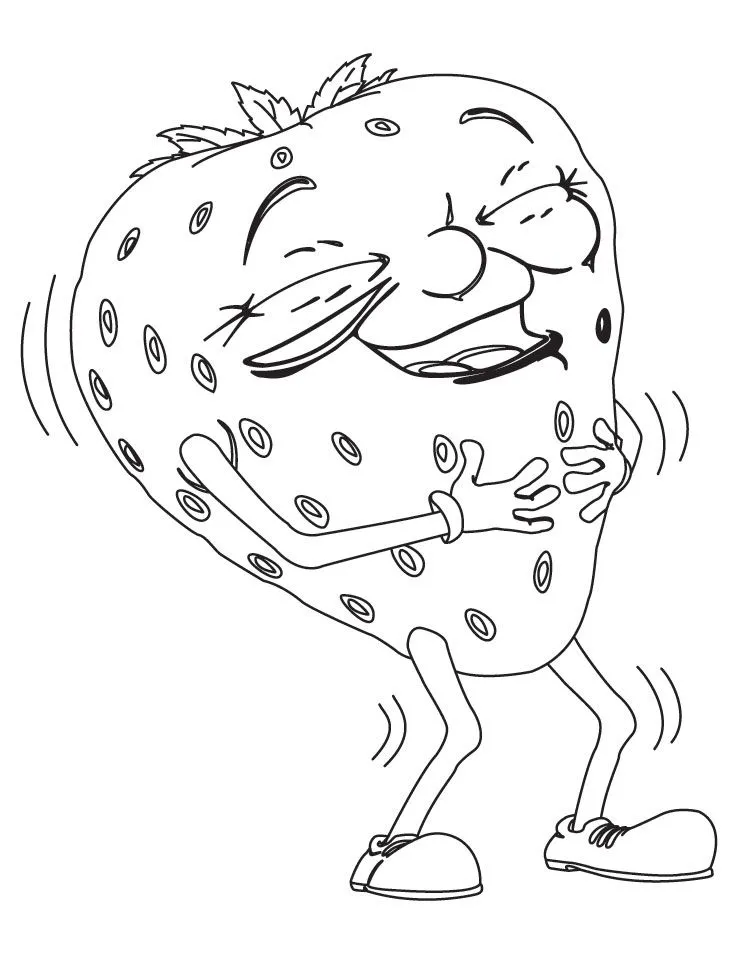 Funny Strawberry Coloring Page