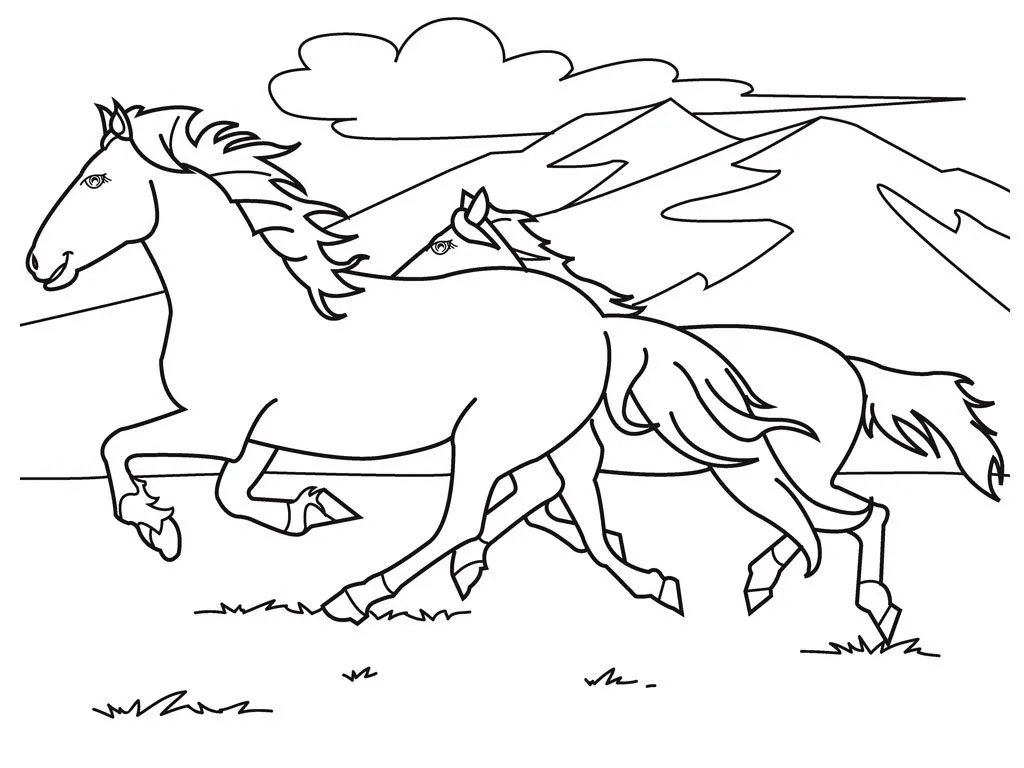 Running Ponies Coloring Page