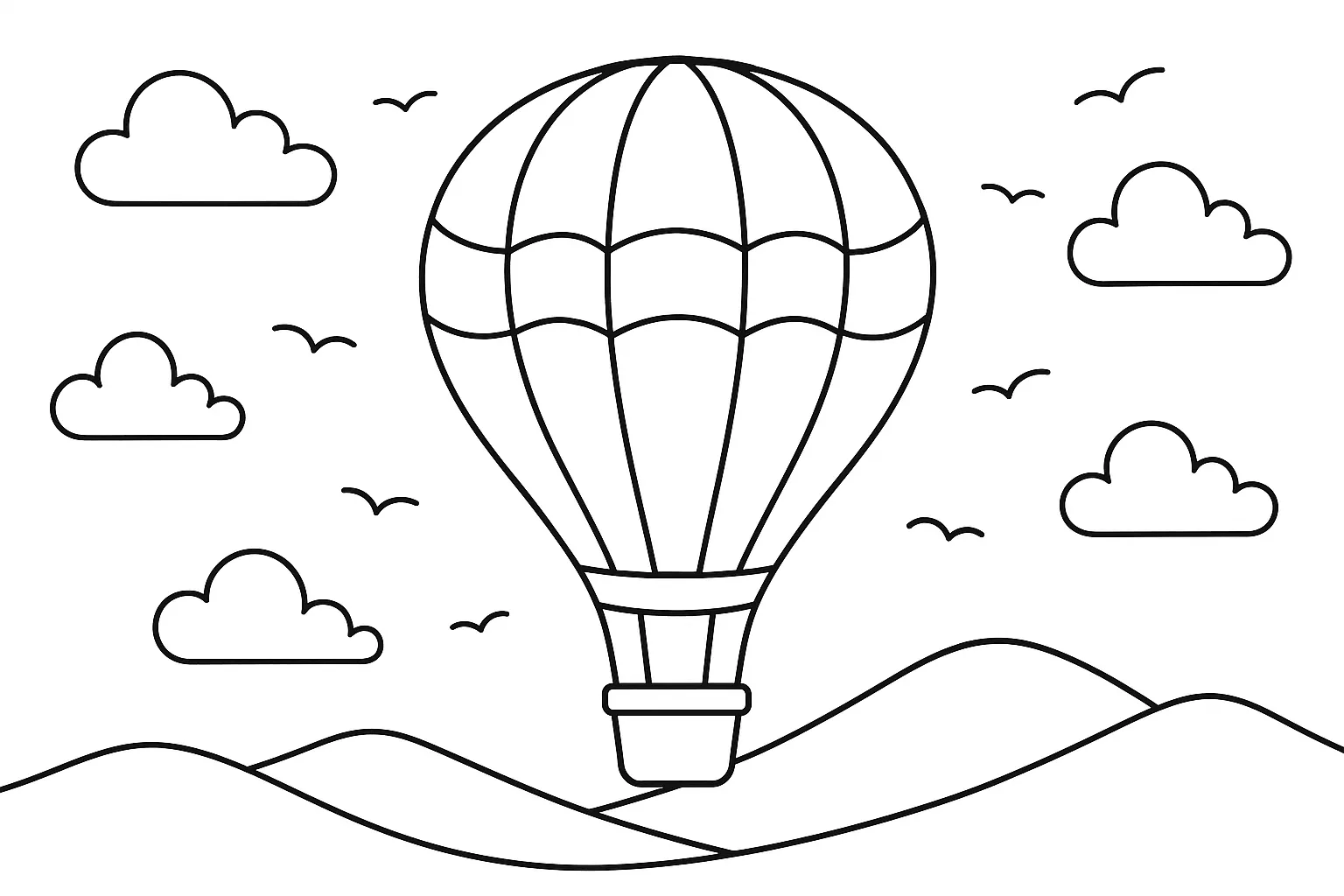 Hot Air Balloon for Preschool Coloring Page