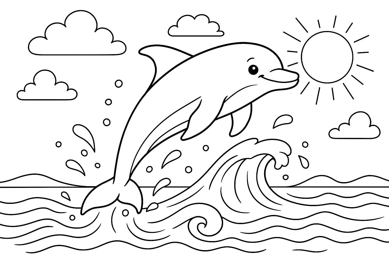 Jumping Dolphin Coloring Sheet – Marine Animal Activity Page