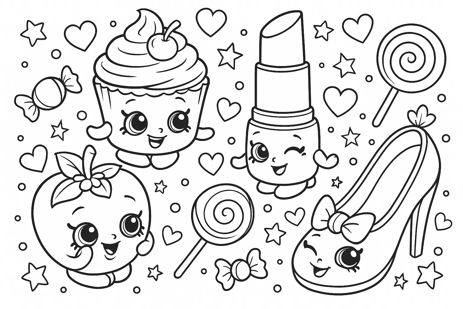 Shopkins Coloring Page – Cute Kawaii Friends Printable for Kids