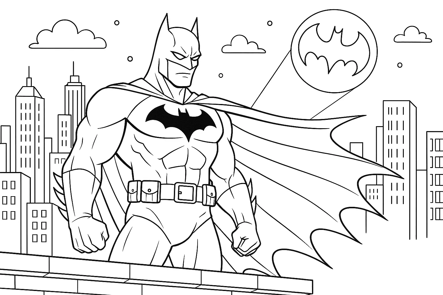 Batman Coloring Page – Heroic Line Art for Kids