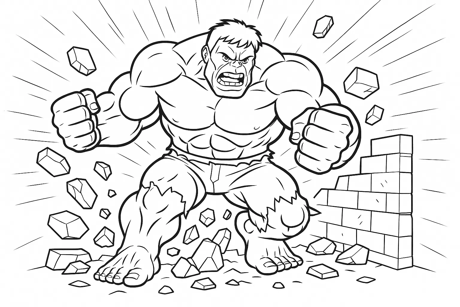 Hulk Coloring Page – Epic Smash Scene Printable for Kids
