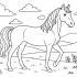 Majestic Horse Coloring Page – Peaceful Nature Scene for Kids